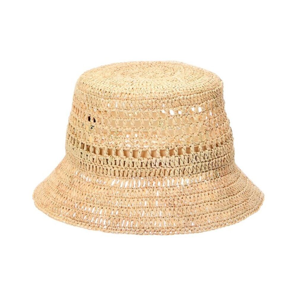 Bruno Magli Crochet Short Brim Bucket Hat, Brown